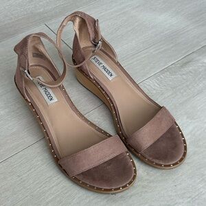Brown Faux Suede Studded Wedges - Steve Madden